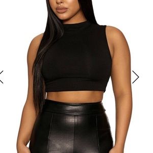 Naked Wardrobe Sleeveless high neck crop top